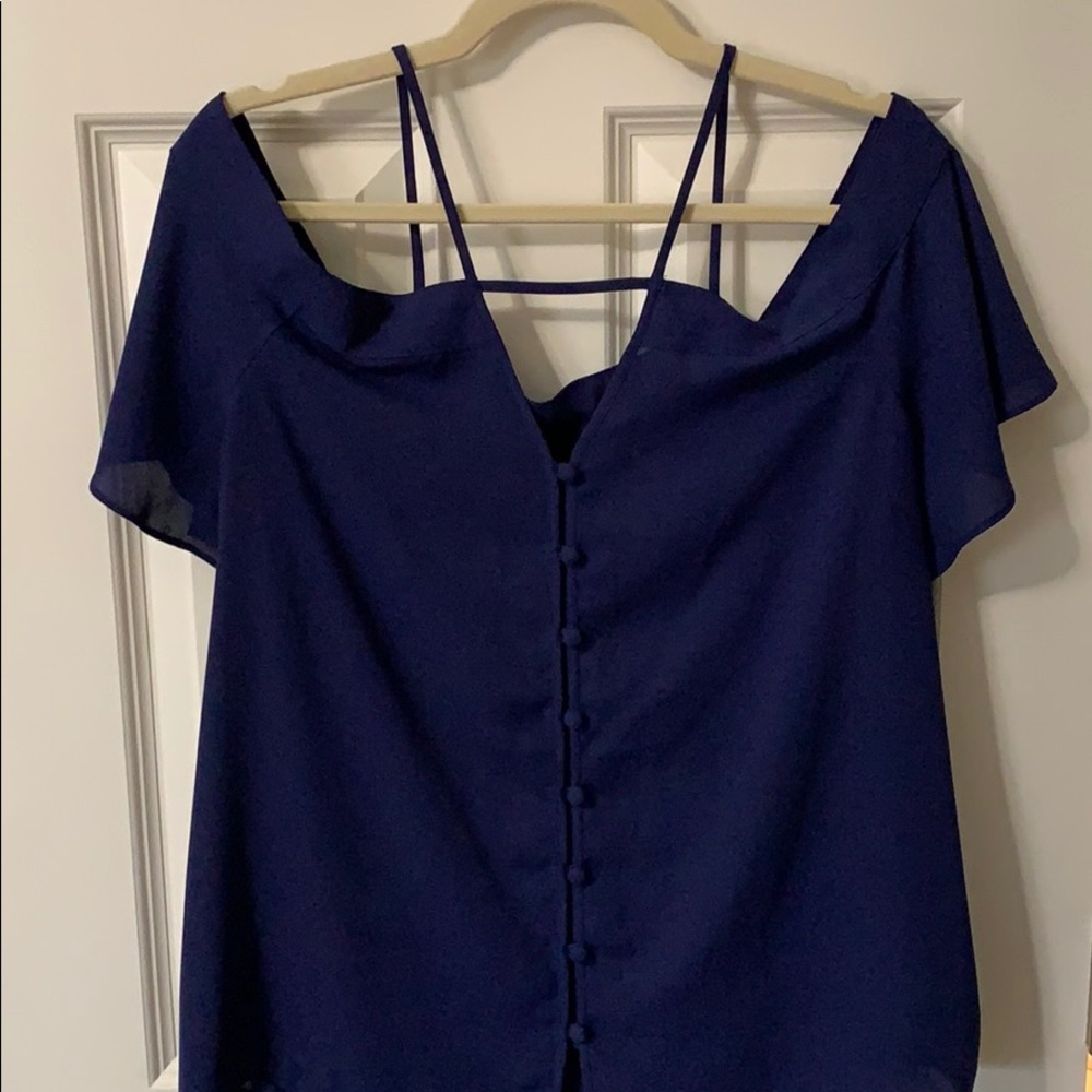 Navy off shoulder blouse